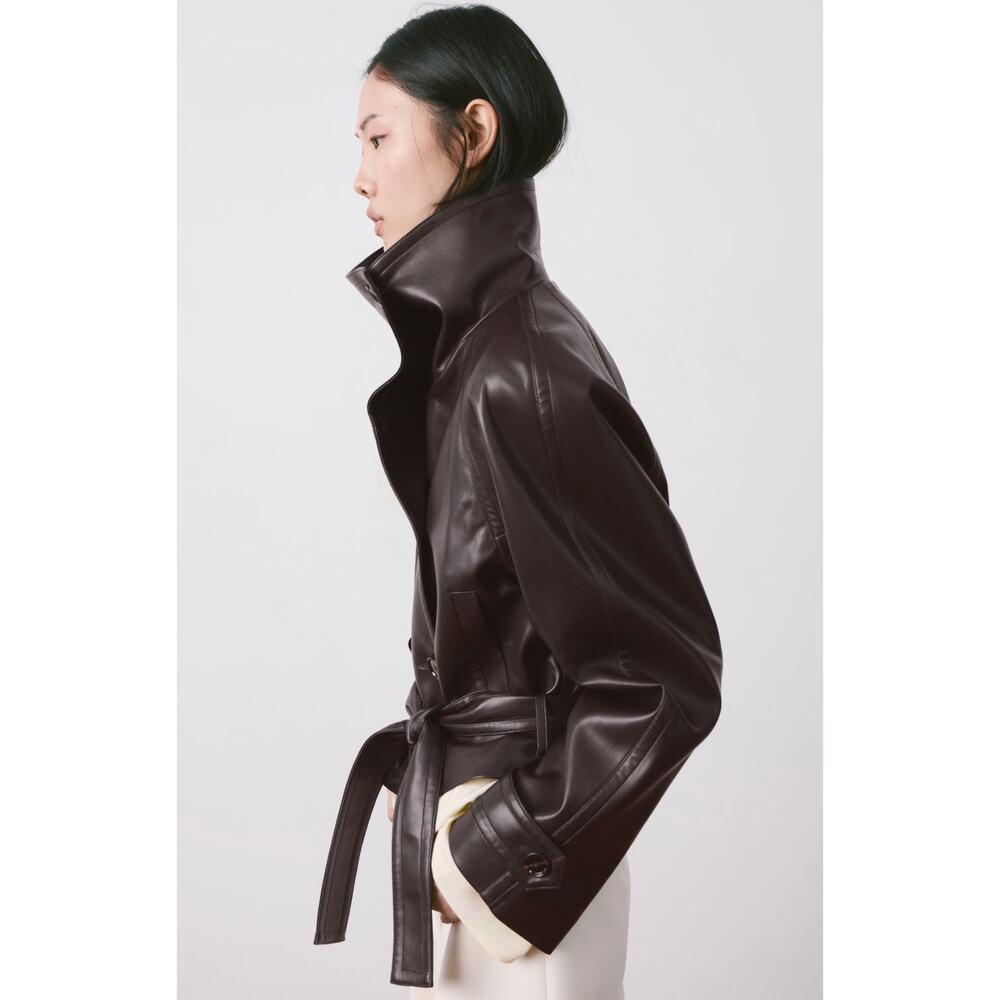 Mango Faux Leather Jacket Trench with Maxi Lapels size XS - Picture 7 of 7